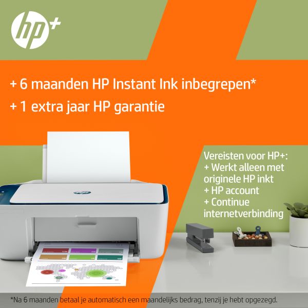 HP DeskJet 2721e Draadloos All-in-One Kleur Printer, Instant Ink; Kopieerapparaat, scanner (26K68B#629)