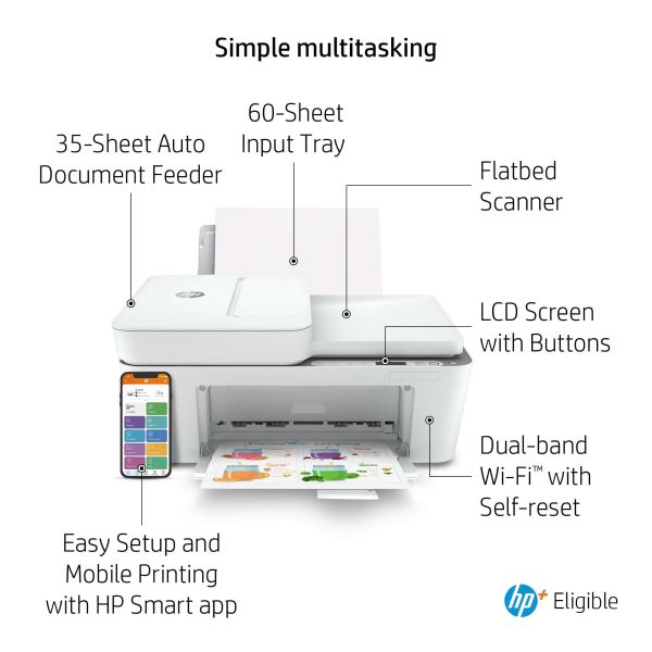 HP DeskJet HP 4120e All-in-One printer, Kleur, Printer voor Home, Printen, kopiëren, scannen, faxen via mobiel, HP+; Geschikt voor HP Instant Ink; Scan naar pdf (26Q90B#629)
