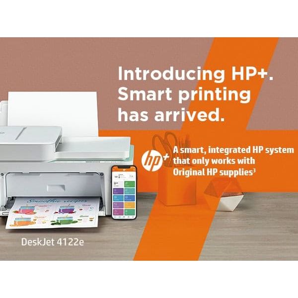 HP DeskJet HP 4122e All-in-One printer, Kleur, Printer voor Home, Printen, kopiëren, scannen, faxen via mobiel, HP+; Geschikt voor HP Instant Ink; Scan naar pdf (26Q92B#629)