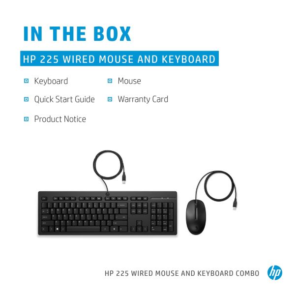 HP 225 muis en toetsenbord met kabel (286J4AA#ABB)