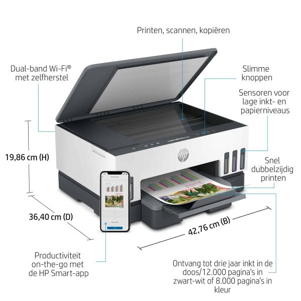 HP Smart Tank 7005 All-in-One, Printen, scannen, kopiëren, draadloos, Scans naar pdf (28B54A#BHC)