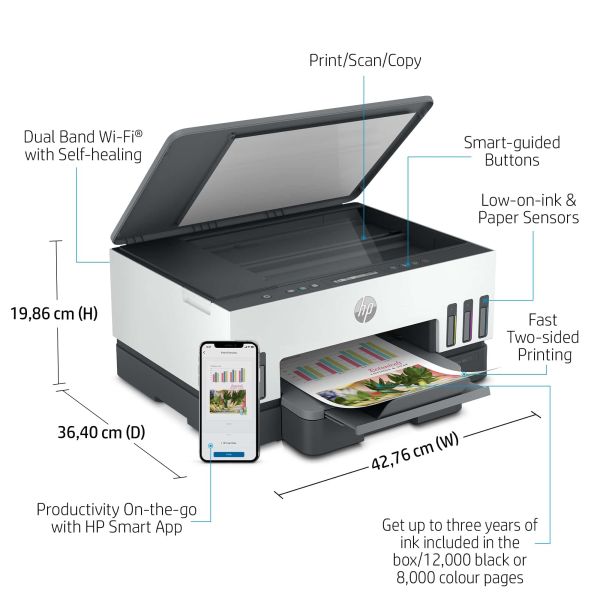 HP Smart Tank 7005 All-in-One, Printen, scannen, kopiëren, draadloos, Scans naar pdf (28B54A#BHC)