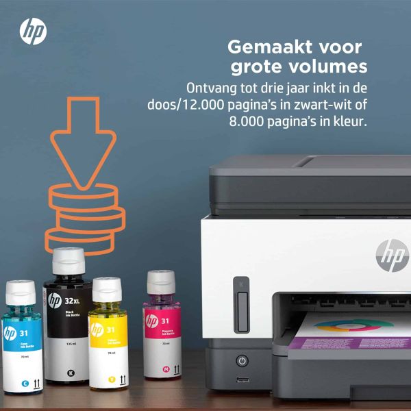 HP Smart Tank 7605 All-in-One, Printen, kopiëren, scannen, faxen, ADF en draadloos, Invoer voor 35 vel; Scans naar pdf; Dubbelzijdig printen (28C02A#BHC)