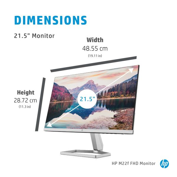 HP M22f 54,6 cm (21.5") 1920 x 1080 Pixels Full HD LCD Zwart, Zilver (2D9J9AA#ABB)