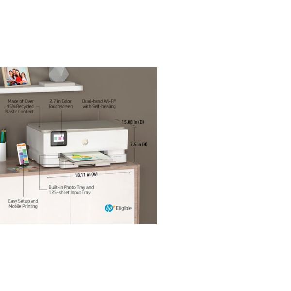 HP ENVY HP Inspire 7221e All-in-One printer, Kleur, Printer voor Thuis en thuiskantoor, Printen, kopiëren, scannen, Draadloos; HP+; Geschikt voor HP Instant Ink; Scan naar pdf (2H2N1B#629)