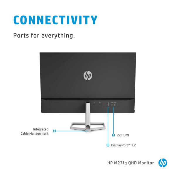 HP M27fq 68,6 cm (27") 2560 x 1440 Pixels Quad HD LED Zilver, Zwart (2H4B5AA#ABB)