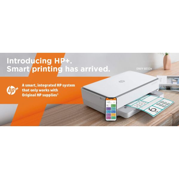 HP ENVY HP 6032e All-in-One printer, Kleur, Printer voor Thuis en thuiskantoor, Printen, kopiëren, scannen, Draadloos; HP+; Geschikt voor HP Instant Ink; Printen vanaf een telefoon of tablet (2K4U8B#629)