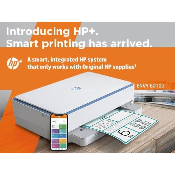 HP ENVY HP 6010e All-in-One printer, Thuis en thuiskantoor, Printen, kopiëren, scannen, Draadloos; HP+; Geschikt voor HP Instant Ink; Printen vanaf een telefoon of tablet (2K4U9B#629)
