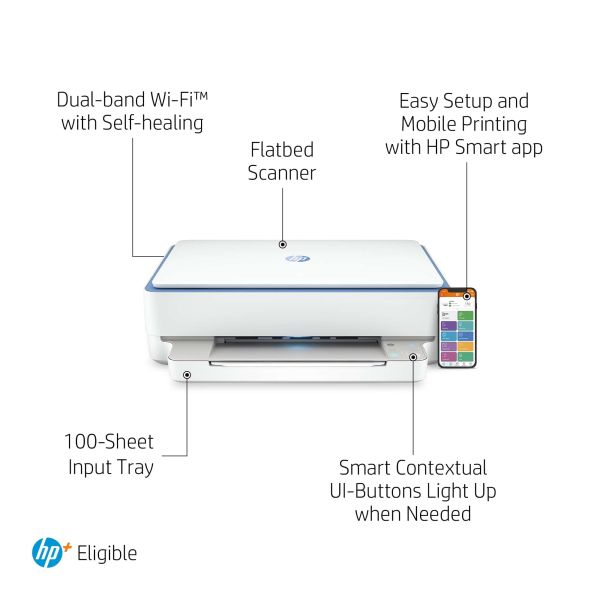 HP ENVY HP 6010e All-in-One printer, Thuis en thuiskantoor, Printen, kopiëren, scannen, Draadloos; HP+; Geschikt voor HP Instant Ink; Printen vanaf een telefoon of tablet (2K4U9B#629)