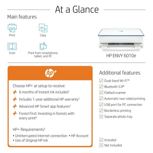 HP ENVY HP 6010e All-in-One printer, Thuis en thuiskantoor, Printen, kopiëren, scannen, Draadloos; HP+; Geschikt voor HP Instant Ink; Printen vanaf een telefoon of tablet (2K4U9B#629)
