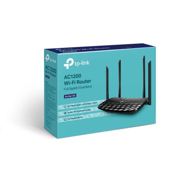 TP-Link AC1200 draadloze router Gigabit Ethernet Dual-band (2.4 GHz / 5 GHz) Zwart (ARCHER A6)