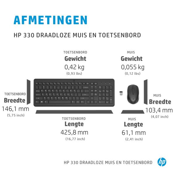 HP 330 draadloze muis en draadloos toetsenbord (2V9E6AA#ABB)
