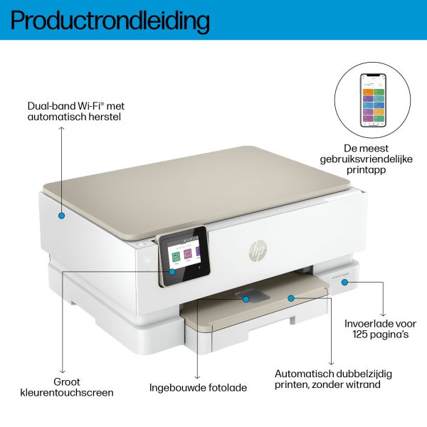 HP ENVY Inspire 7224e Draadloos All-in-One Kleur Printer, Instant Ink; Kopieerapparaat, scanner (349V2B#629)