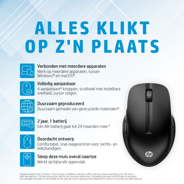 HP 430 Multi-Device draadloze muis (3B4Q2AA#ABB) HP 430 Multi-Device draadloze muis (3B4Q2AA#ABB)
