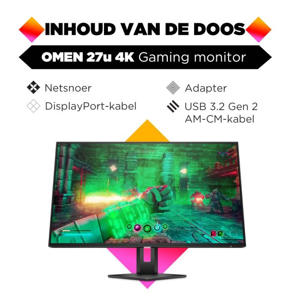 HP OMEN 27u 4K 144Hz HDR IPS computer monitor 68,6 cm (27") 3840 x 2160 Pixels 4K Ultra HD LCD Grijs (3G6W0AA#ABB)