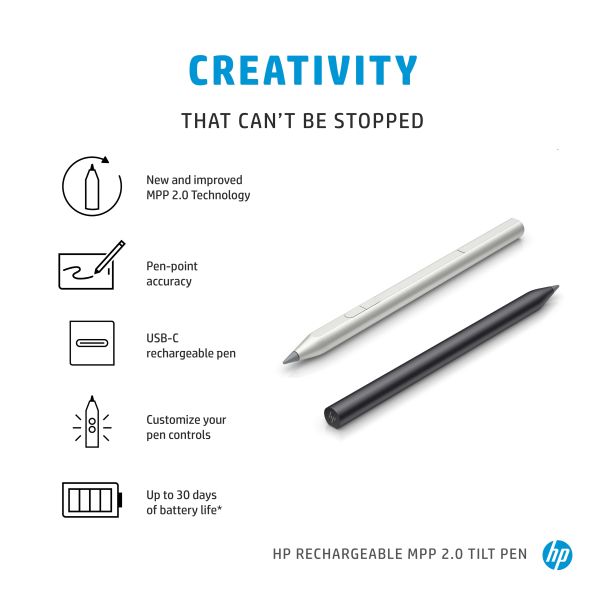 HP Rechargeable MPP 2.0 Tilt Pen (zilver) (3J123AA#ABB)