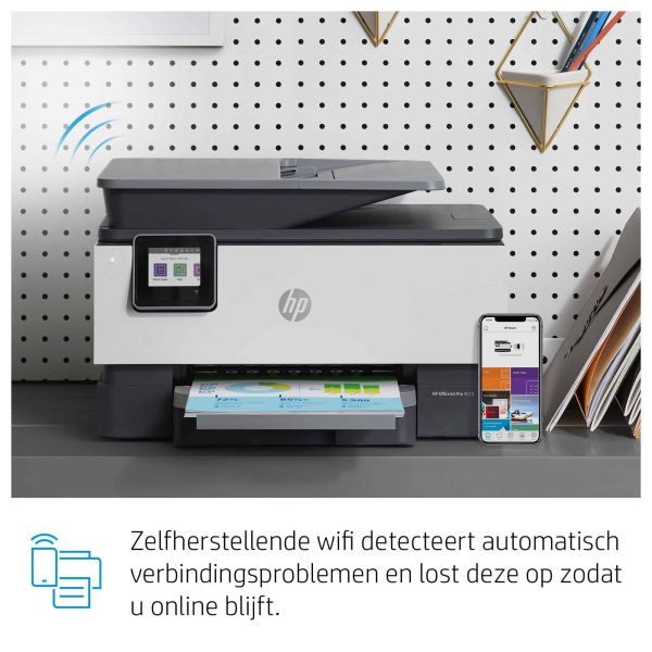 HP OfficeJet Pro 9010 All-in-One printer, Kleur, Printer voor Kleine en middelgrote ondernemingen, Printen, kopiëren, scannen, faxen, Automatische documentinvoer; Dubbelzijdig printen; Scannen naar e-mail (3UK83B#A80)