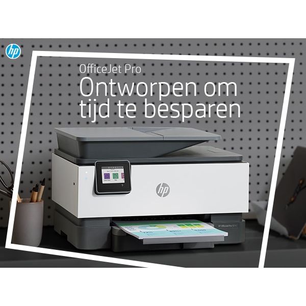 HP OfficeJet Pro 9010 All-in-One printer, Kleur, Printer voor Kleine en middelgrote ondernemingen, Printen, kopiëren, scannen, faxen, Automatische documentinvoer; Dubbelzijdig printen; Scannen naar e-mail (3UK83B#A80)