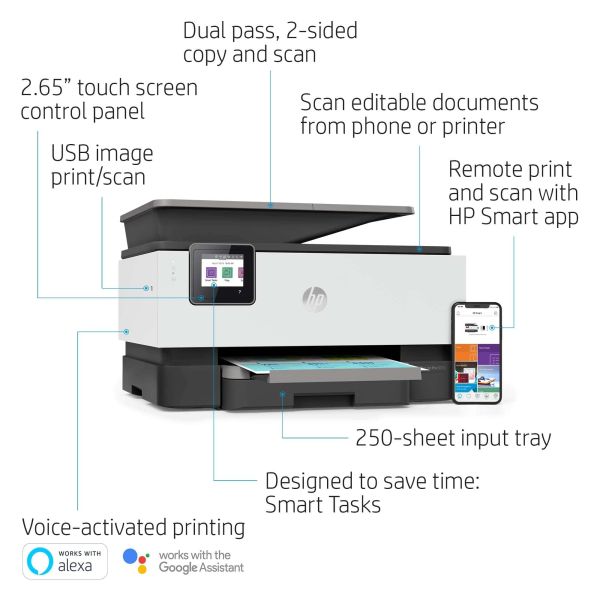 HP OfficeJet Pro 9010 All-in-One printer, Kleur, Printer voor Kleine en middelgrote ondernemingen, Printen, kopiëren, scannen, faxen, Automatische documentinvoer; Dubbelzijdig printen; Scannen naar e-mail (3UK83B#A80)