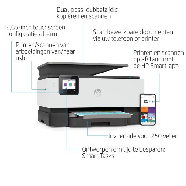HP OfficeJet Pro 9010 Draadloos All-in-One Kleur Printer, Dubbelzijdig printen; Kopieerapparaat, Scanner (3UK83B#A80)