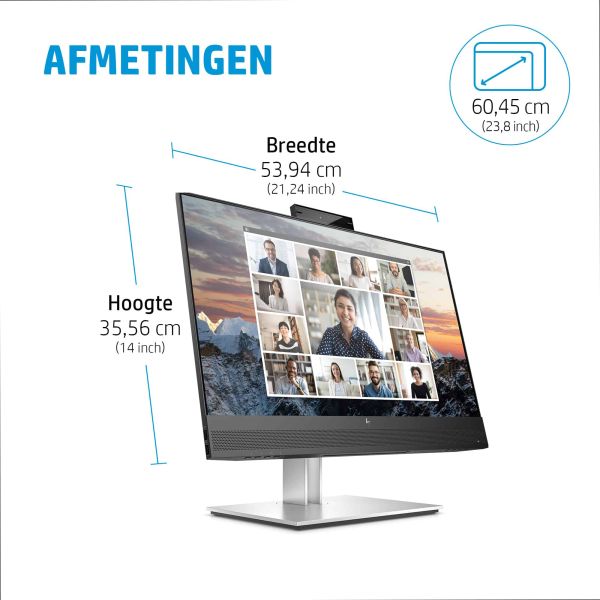 HP E24m G4 60,5 cm (23.8") 1920 x 1080 Pixels Full HD Zwart, Zilver (40Z32AA#ABB)
