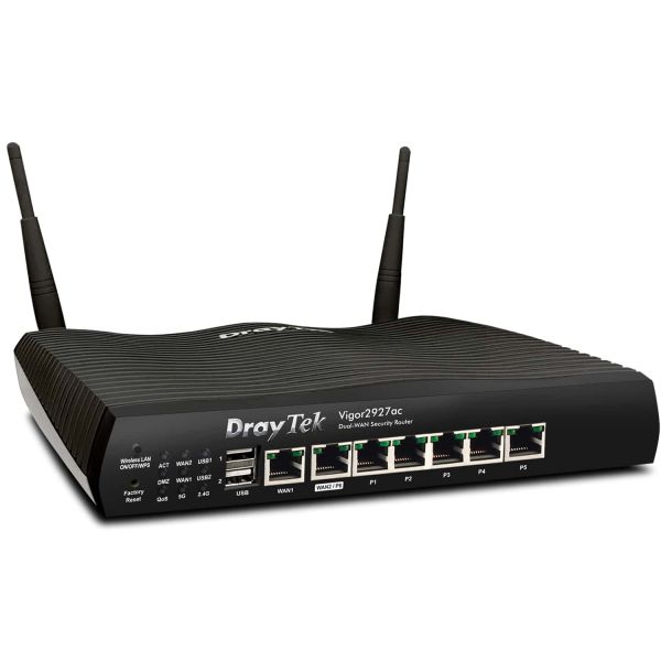 Draytek Vigor2927ac draadloze router Gigabit Ethernet Dual-band (2.4 GHz / 5 GHz) Zwart (V2927AC-DE-AT-CH)