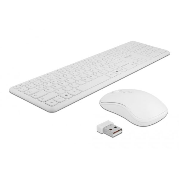DeLOCK 12703 toetsenbord Inclusief muis RF Draadloos QZERTY Duits Wit (12703)