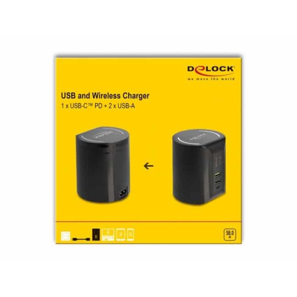 DeLOCK 41441 oplader voor mobiele apparatuur Smartphone Zwart AC Draadloos opladen Snel opladen Binnen (41441)