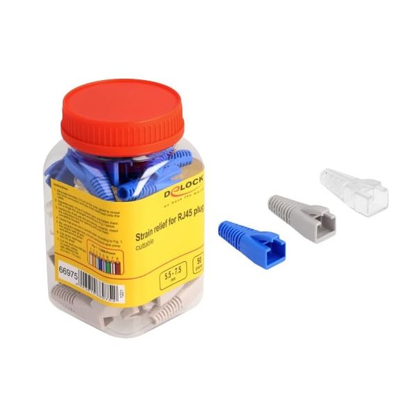 DeLOCK 66975 kabel-connector RJ45 Blauw, Transparant, Wit (66975) DeLOCK 66975 kabel-connector RJ45 Blauw, Transparant, Wit (66975)