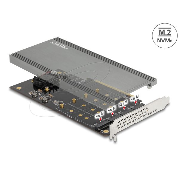 DELOCK PCI Express x16 Karte zu 4 x intern NVMe M.2 Key M (90050)