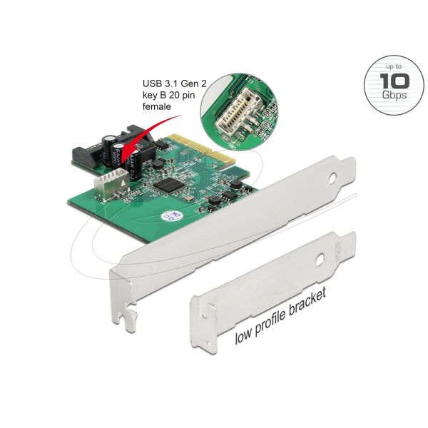 DELOCK PCI Express x4 Karte zu 1 x intern USB 3.2 Gen 2 Key (90068)