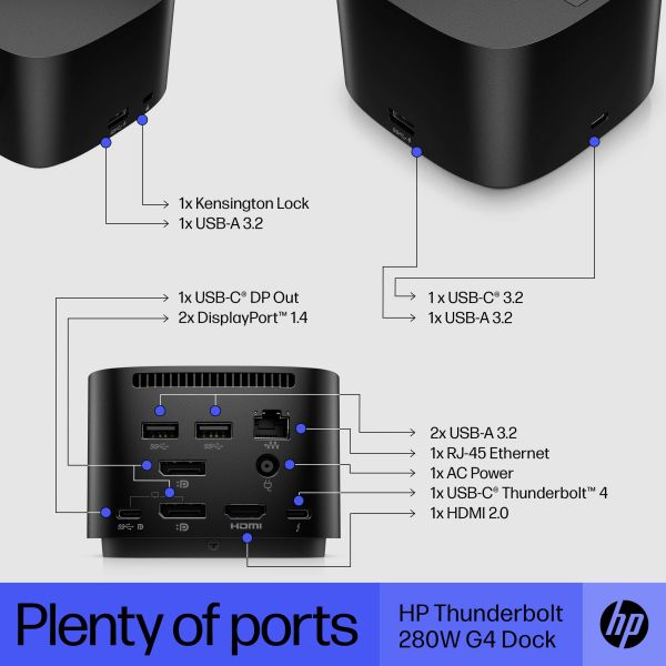HP Thunderbolt Dock 280W G4 met combokabel (4J0G4AA#ABB)