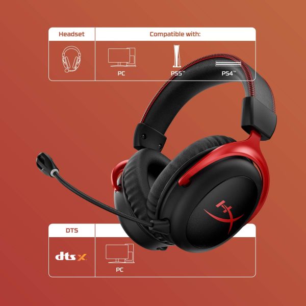 HyperX Cloud II Wireless - gamingheadset (zwart-rood) (4P5K4AA)