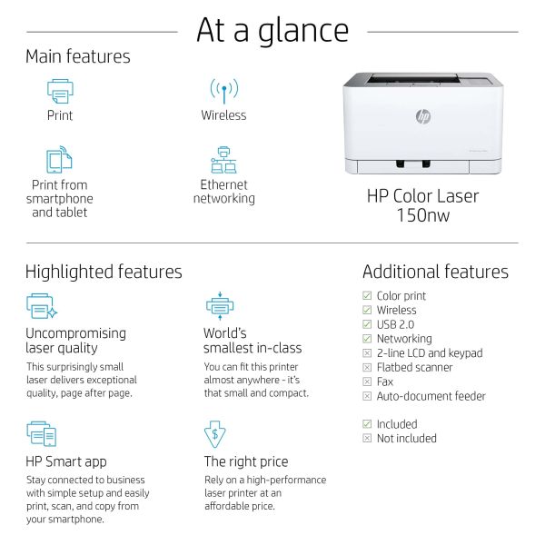 HP Color Laser 150nw, Print (4ZB95A)