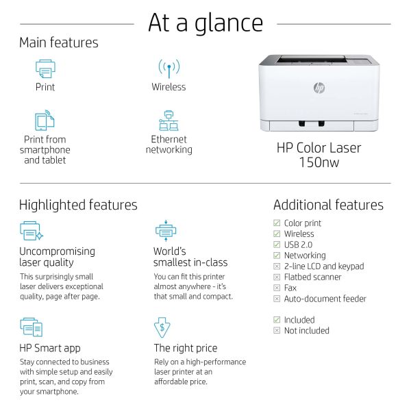 HP Color Laser 150nw, Print (4ZB95A)