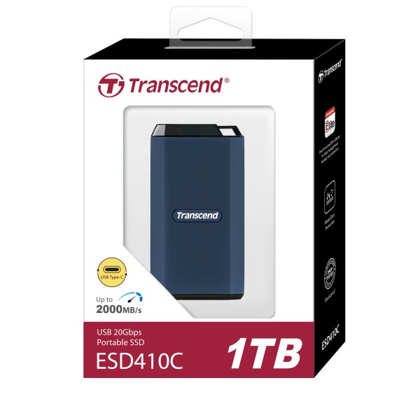 Transcend TS1TESD410C ESD410C External SSD, 1 TB, USB 20Gbps, Type C, 2000 MB/s (TS1TESD410C)
