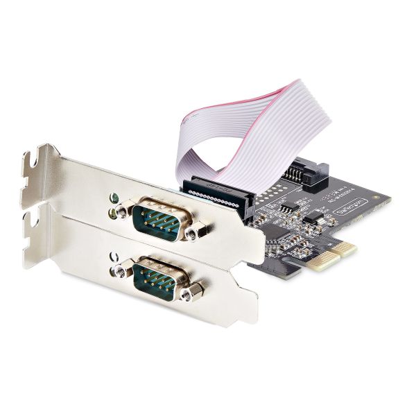 StarTech.com 2-Port PCIe Seriële Adapter Kaart, Quad PCI Express naar RS232/RS422/RS485 (DB9) Serial Kaart, Incl. Low-Profile Beugel, 16C1050 UART, Windows/Linux, TAA Compliant, Level-4 ESD Bescherming (2S232422485-PC-CARD)