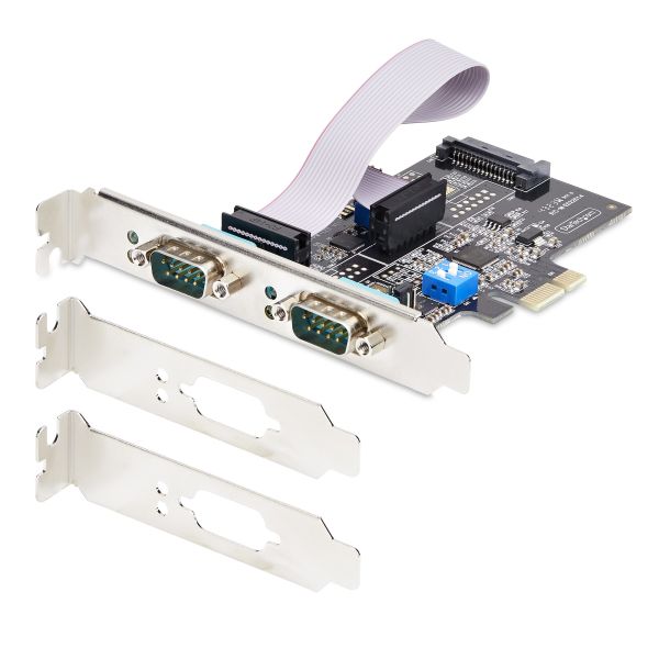 StarTech.com 2-Port PCIe Seriële Adapter Kaart, Quad PCI Express naar RS232/RS422/RS485 (DB9) Serial Kaart, Incl. Low-Profile Beugel, 16C1050 UART, Windows/Linux, TAA Compliant, Level-4 ESD Bescherming (2S232422485-PC-CARD)
