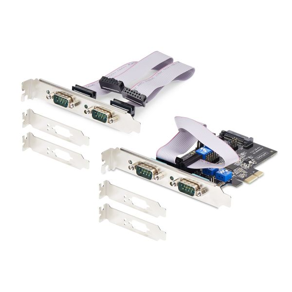 StarTech.com 4-Port PCIe Seriële Adapter Kaart, Quad PCI Express naar RS232/RS422/RS485 (DB9) Serial Kaart, Incl. Low-Profile Beugel, 16C1050 UART, Windows/Linux, TAA Compliant, Level-4 ESD Bescherming (PS74ADF-SERIAL-CARD)
