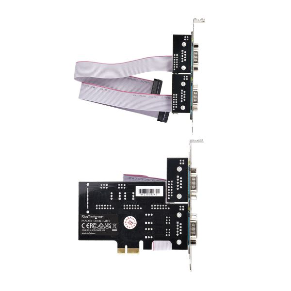 StarTech.com 4-Port PCIe Seriële Adapter Kaart, Quad PCI Express naar RS232/RS422/RS485 (DB9) Serial Kaart, Incl. Low-Profile Beugel, 16C1050 UART, Windows/Linux, TAA Compliant, Level-4 ESD Bescherming (PS74ADF-SERIAL-CARD)