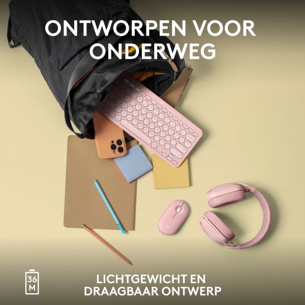 Logitech Pebble Keys 2 K380s toetsenbord RF-draadloos + Bluetooth QWERTY US International Roze (920-011853)