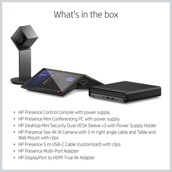 HP Presence Small Space Solution Plus AI Camera with Microsoft Teams Rooms (641U4AW#ABH)