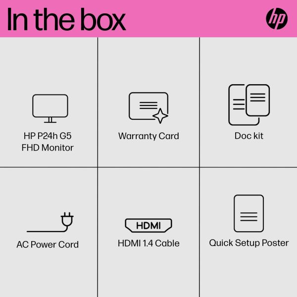 HP P24h G5 60,5 cm (23.8") 1920 x 1080 Pixels Full HD LCD Zwart (64W34AA#ABB)