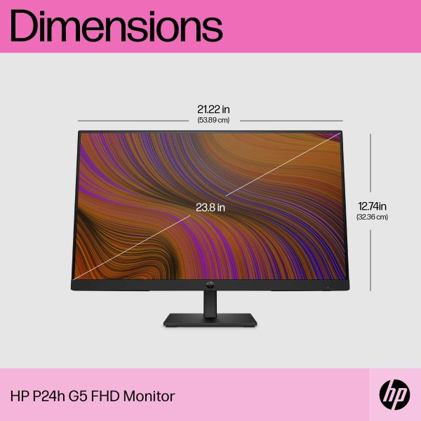 HP P24h G5 60,5 cm (23.8") 1920 x 1080 Pixels Full HD LCD Zwart (64W34AA#ABB)