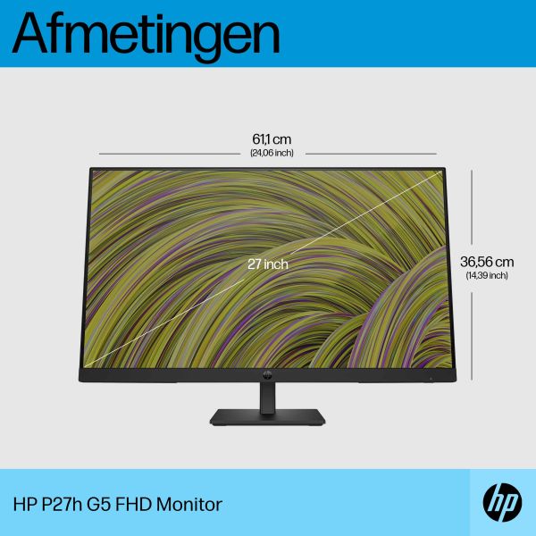 HP P27h G5 68,6 cm (27") 1920 x 1080 Pixels Full HD Zwart (64W41AA#ABB)