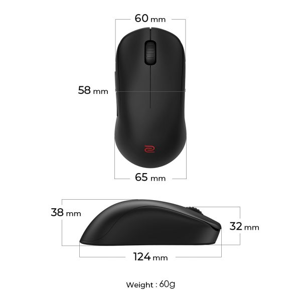ZOWIE U2 muis Gamen Ambidextrous RF Draadloos Optisch 3200 DPI (9H.N4KBE.A2E)
