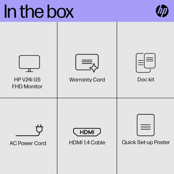 HP V24i G5 60,5 cm (23.8") 1920 x 1080 Pixels Full HD Zwart (65P58AA#ABB)
