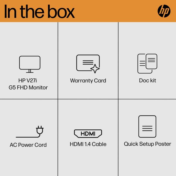 HP V27i G5 68,6 cm (27") 1920 x 1080 Pixels Full HD Zwart (65P64AA#ABB)