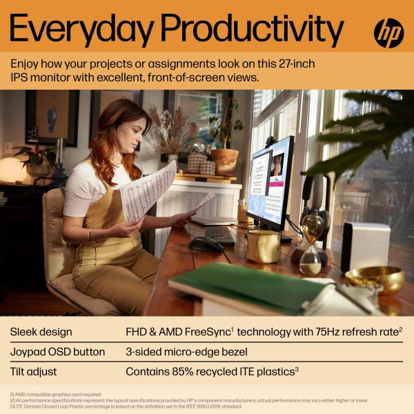 HP V27i G5 68,6 cm (27") 1920 x 1080 Pixels Full HD Zwart (65P64AA#ABB)