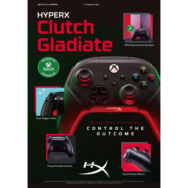 HyperX Clutch Gladiate - Wired Gaming Controller - Xbox (6L366AA)